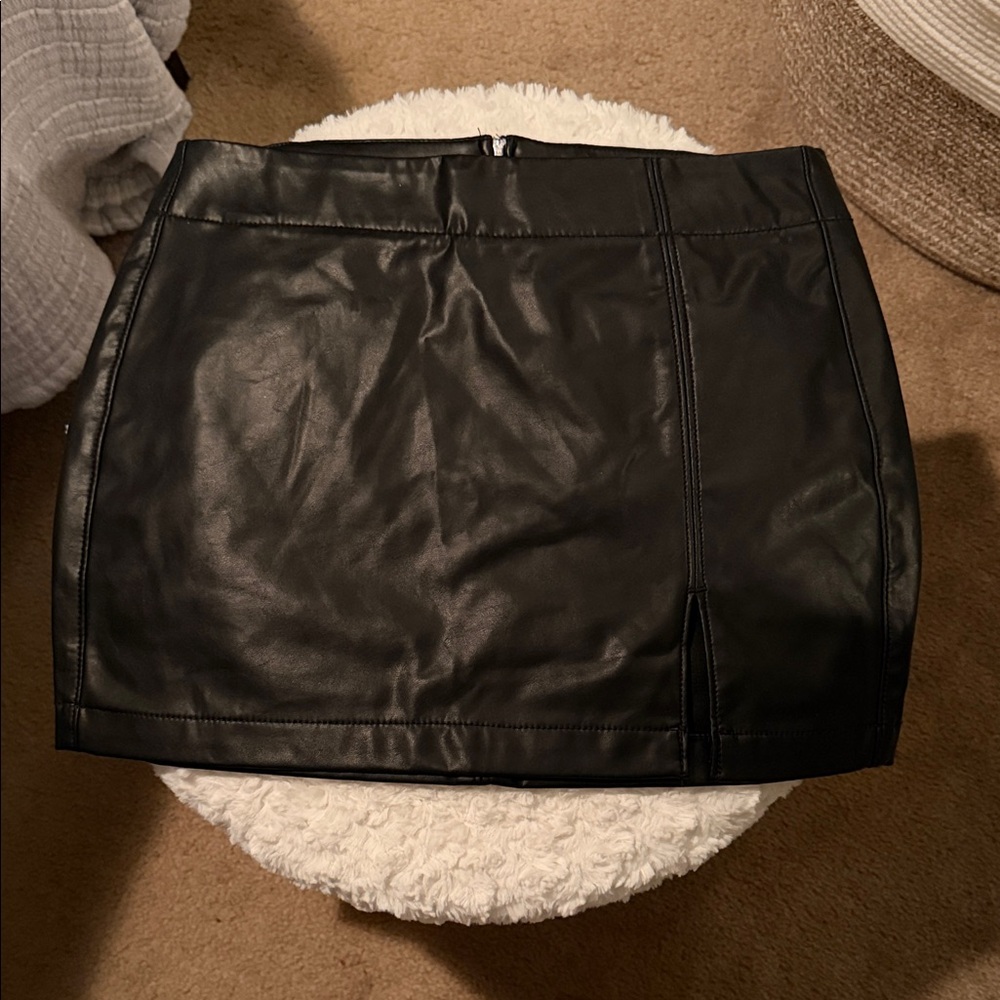 Black Faux Leather Mini Skirt